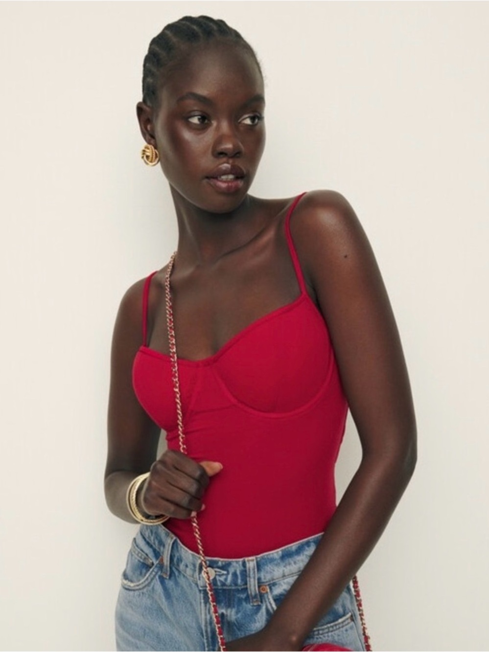 NWOT Reformation Piper Bodysuit in Lipstick